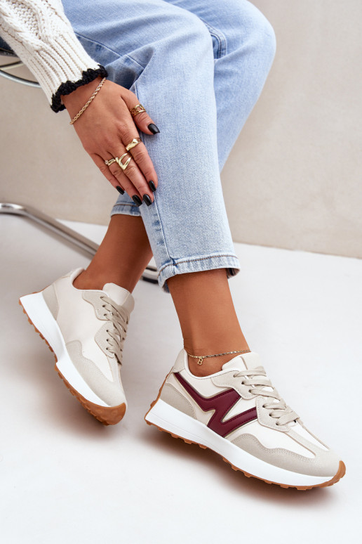 Turnschuhe Sneakers Stilvollllschuhe Feminin Beige-Burgund Britma