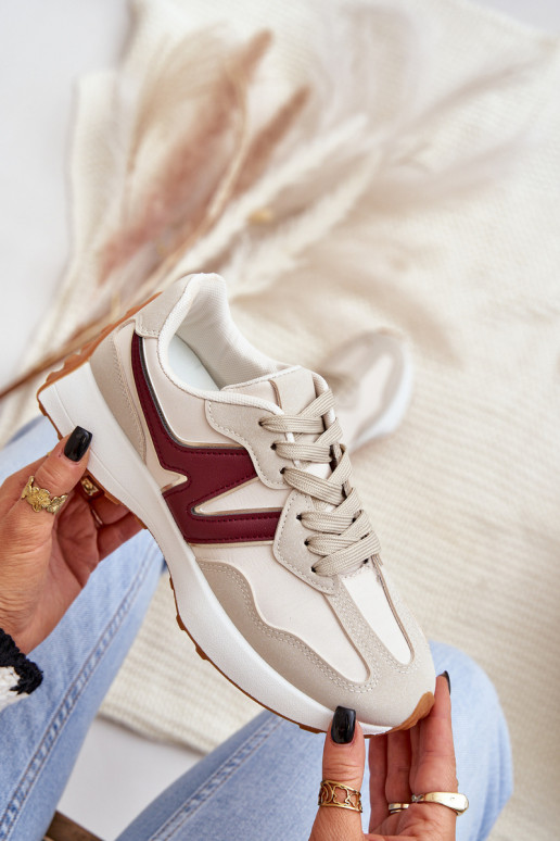 Turnschuhe Sneakers Stilvollllschuhe Feminin Beige-Burgund Britma