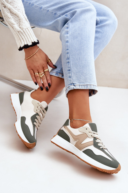 Turnschuhe Sneakers Stilvollllschuhe Feminin Beige-grüne Farbe Britma