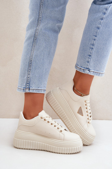 Stilvoll Sneakers Stilvollllschuhe mit einer Plattform elfenbeinfarbe Vallexia