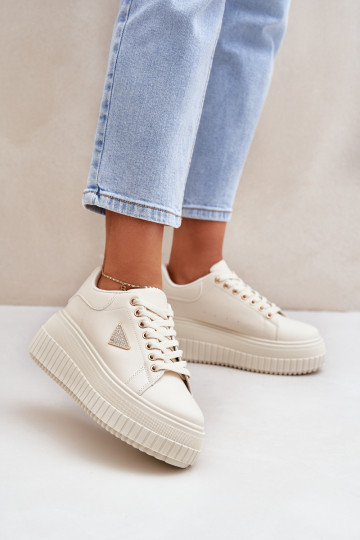Stilvoll Sneakers Stilvollllschuhe mit einer Plattform elfenbeinfarbe Vallexia 2
