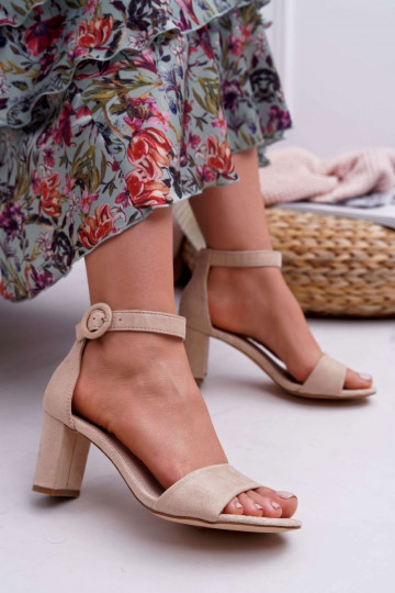 Damen Wildleder High Heels Sandalen sandfarbig Lexi