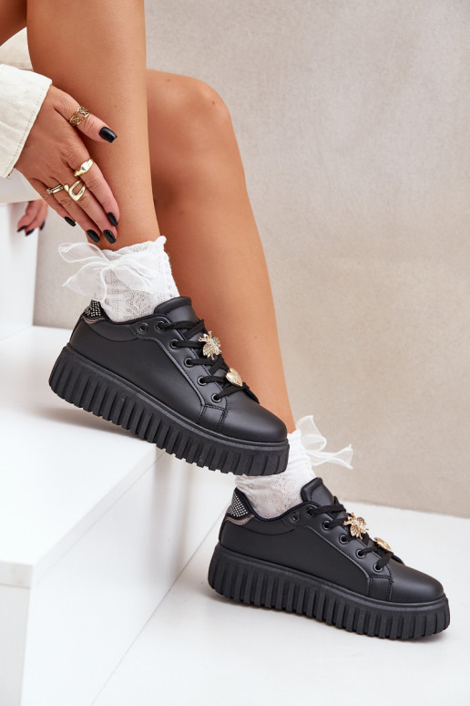 Sneakers Stilvollllschuhe Feminin Z Przypinkami schZuarze Farbe Grelesi