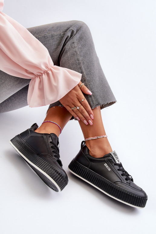 Sneakers Stilvollllschuhe Feminin mit einer Plattform Big Star NN274255 schZuarze Farbe Sneakers Stilvollllschuhe Feminin mit einer Plattform Big Star NN274255 schZuarze Farbe