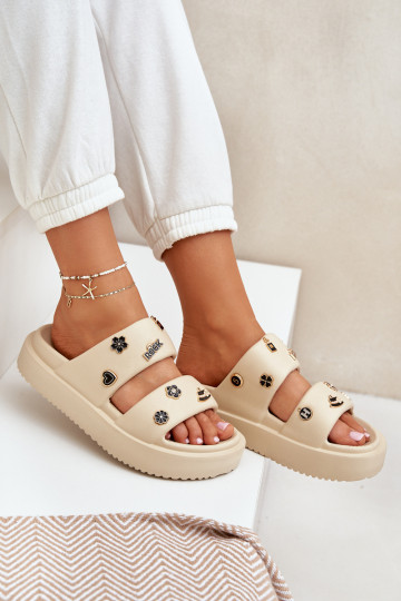 Leichte Hausschuhe Damenhausschuhe Z Przypinkami Beige Ravanala