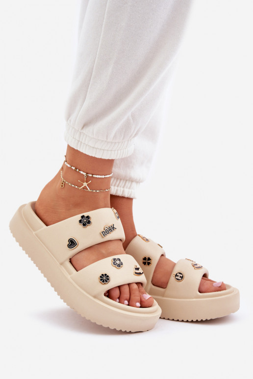 Leichte Hausschuhe Damenhausschuhe Z Przypinkami Beige Ravanala Leichte Hausschuhe Damenhausschuhe Z Przypinkami Beige Ravanala