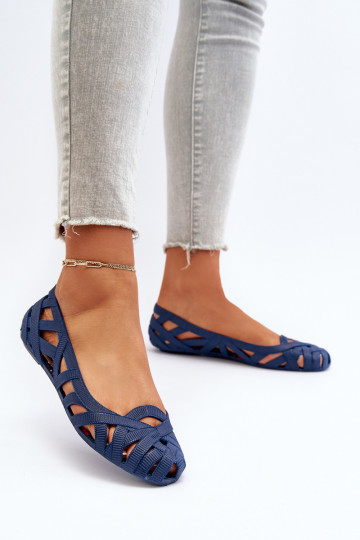 Damen Gummi Ballerinas in Dunkelblau Salam