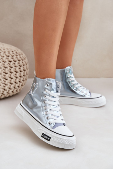 Metallisches Design Freizeitschuhe mit Sohle Feminin Mit Herz blaue Farbe Sumehra 2