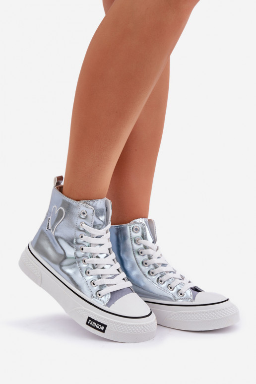 Metallisches Design Freizeitschuhe mit Sohle Feminin Mit Herz blaue Farbe Sumehra