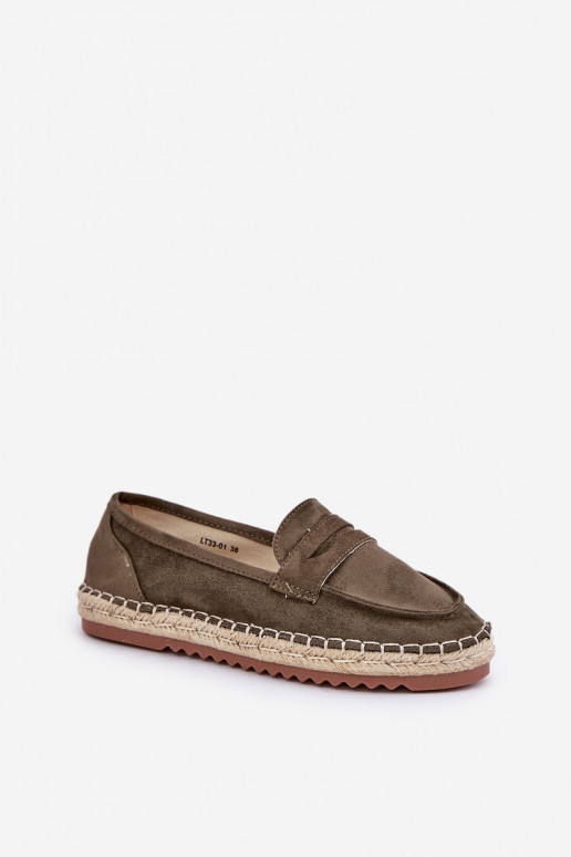 Espadrilles Mit JutoZua Plecionką Auf flacher Sohle Khaki-Farbe-Farbe Shilova Espadrilles Mit JutoZua Plecionką Auf flacher Sohle Khaki-Farbe-Farbe Shilova