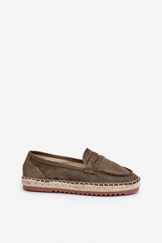Espadrilles Mit JutoZua Plecionką Auf flacher Sohle Khaki-Farbe-Farbe Shilova Espadrilles Mit JutoZua Plecionką Auf flacher Sohle Khaki-Farbe-Farbe Shilova