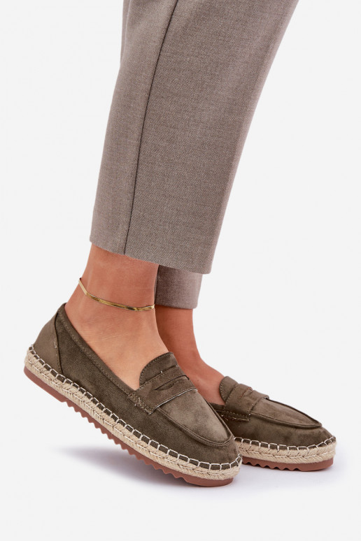 Espadrilles Mit JutoZua Plecionką Auf flacher Sohle Khaki-Farbe-Farbe Shilova Espadrilles Mit JutoZua Plecionką Auf flacher Sohle Khaki-Farbe-Farbe Shilova