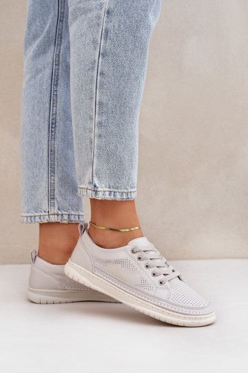 Natürliche Leder-Sneaker in grauer Farbe 2