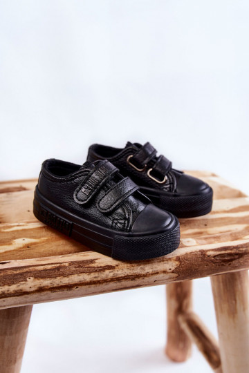 Kinderschuhe aus Leder mit Klettverschlüssen BIG STAR KK374054 schwarz