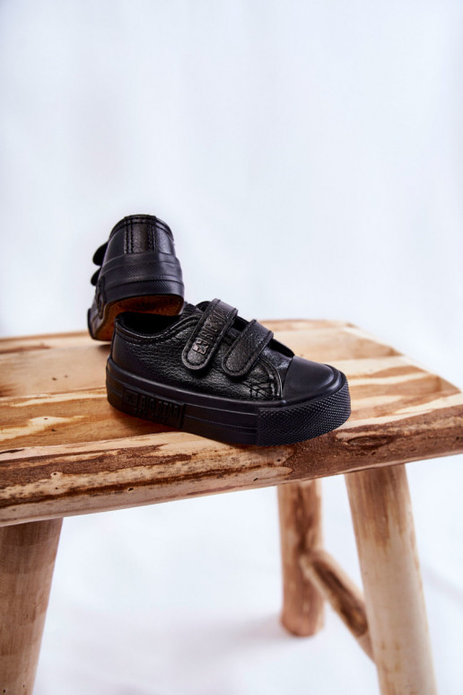 Kinderschuhe aus Leder mit Klettverschlüssen BIG STAR KK374054 schwarz