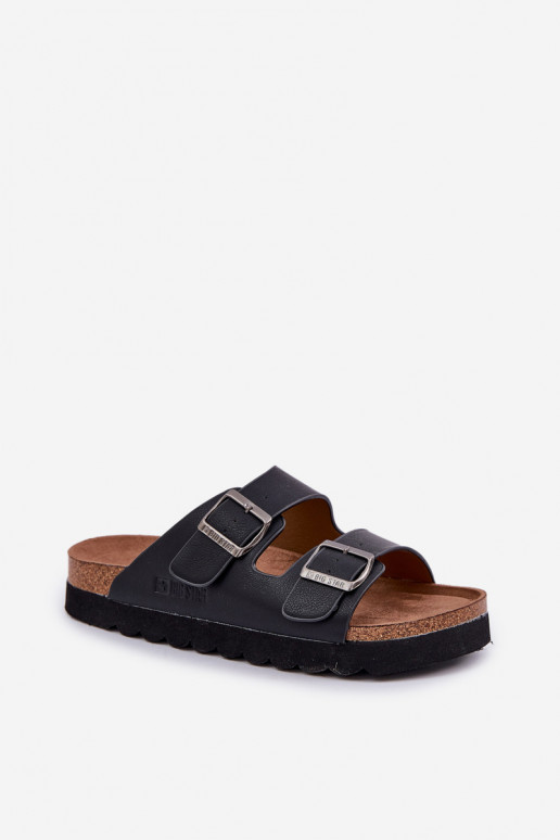 Leichte Herrenhausschuhe mit Schnallen aus Öko-Leder Big Star NN174531 schZuarze Farbe Leichte Herrenhausschuhe mit Schnallen aus Öko-Leder Big Star NN174531 schZuarze Farbe