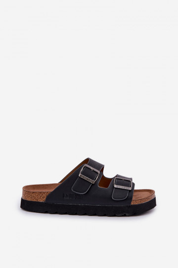 Leichte Herrenhausschuhe mit Schnallen aus Öko-Leder Big Star NN174531 schZuarze Farbe 2