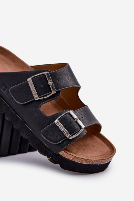 Leichte Herrenhausschuhe mit Schnallen aus Öko-Leder Big Star NN174531 schZuarze Farbe Leichte Herrenhausschuhe mit Schnallen aus Öko-Leder Big Star NN174531 schZuarze Farbe