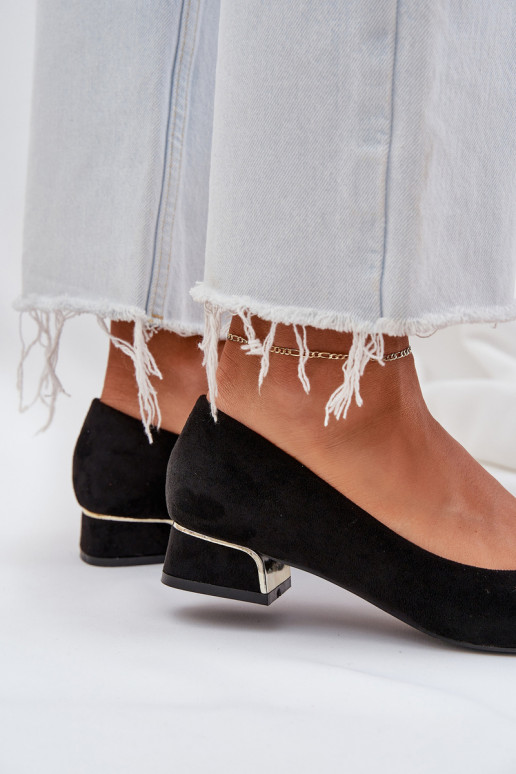 Schuhe Auf niedrigem Absatz I Szpiczastymi Noskami schZuarze Farbe Terilara