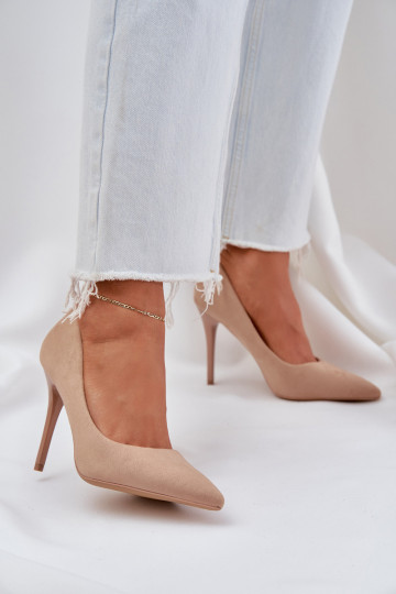 Klassisches Stilvollll hochhackige Schuhe Z aus Öko-INildlederu Beige Ermöglichtvinda