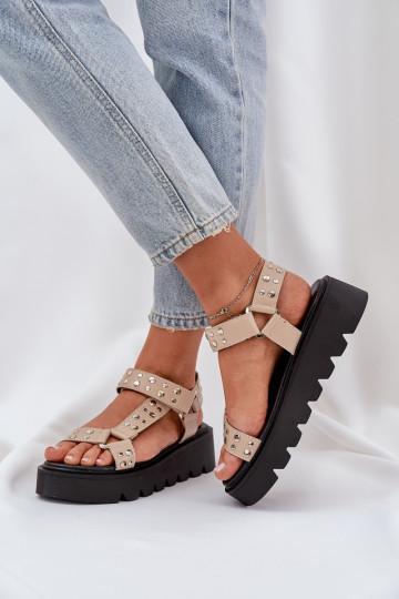 Dekoriert Sandalen mit einer Plattform Beige Tatellia 2