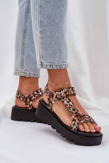 Dekoriert Sandalen mit einer Plattform mit Leopardenfellmuster braune Farbe Tatellia 2