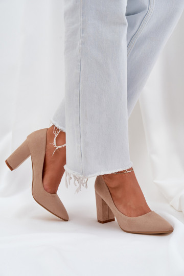 Hochhackige Schuhe aus Öko-INildlederoZue Beige Florena