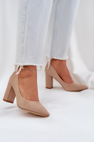 Hochhackige Schuhe aus Öko-INildlederoZue Beige Florena 2