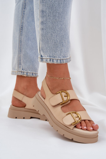 Eko Damensandalen mit Schnallen Beige Vulinea 2