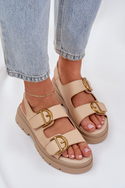 Eko Damensandalen mit Schnallen Beige Vulinea