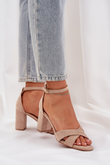 Sandalen Ermöglicht SłupkoZuym Obcasie Z aus Öko-INildlederu Beige Saniffia 2