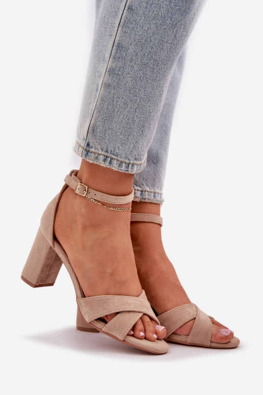 Sandalen Ermöglicht SłupkoZuym Obcasie Z aus Öko-INildlederu Beige Saniffia