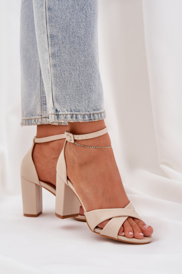 Sandalen Ermöglicht SłupkoZuym Obcasie aus Öko-Leder Beige Lanaria