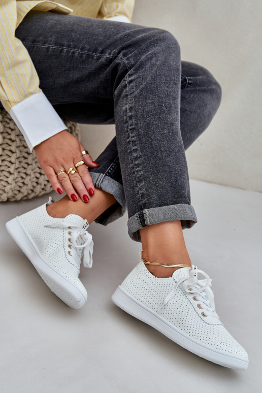 Durchbrochene Damen-Schnürsneaker elfenbeinfarbe Carinel Durchbrochene Damen-Schnürsneaker elfenbeinfarbe Carinel