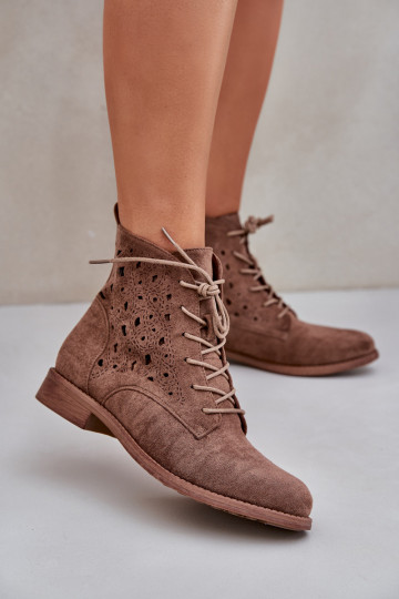 Schnürstiefel mit durchbrochenen Elementen S.Barski HY51-136 braune Farbe