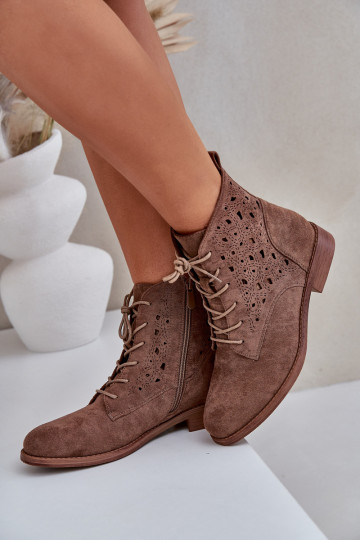 Schnürstiefel mit durchbrochenen Elementen S.Barski HY51-136 braune Farbe 2