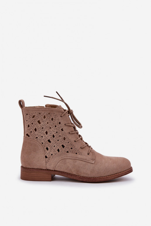 Schnürstiefel mit durchbrochenen Elementen S.Barski HY51-136 Beige