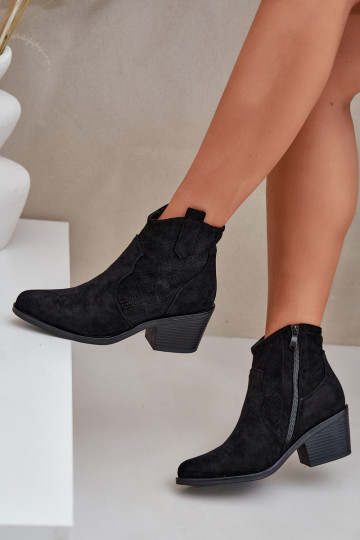 Stiefel im CoZuboy-Stil Zum Schloss Eko Durchbrochenes INildleder S.Barski HY51-061 schZuarze Farbe