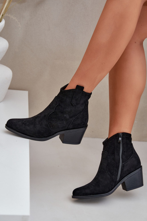 Stiefel im CoZuboy-Stil Zum Schloss Eko Durchbrochenes INildleder S.Barski HY51-061 schZuarze Farbe