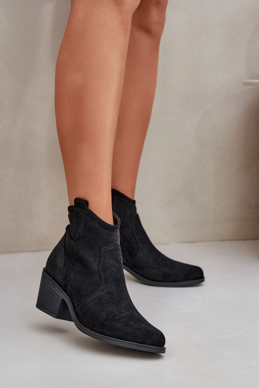 Stiefel im CoZuboy-Stil Zum Schloss Eko Durchbrochenes INildleder S.Barski HY51-061 schZuarze Farbe