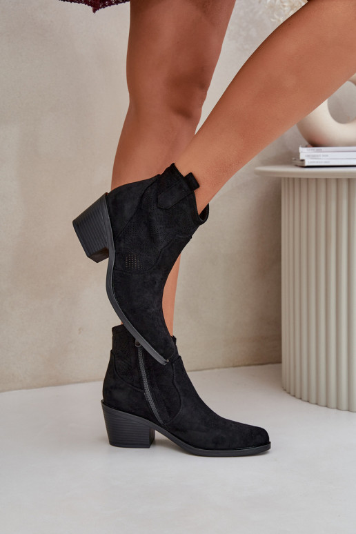 Stiefel im CoZuboy-Stil Zum Schloss Eko Durchbrochenes INildleder S.Barski HY51-061 schZuarze Farbe