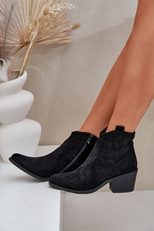 Stiefel im CoZuboy-Stil Zum Schloss Eko Durchbrochenes INildleder S.Barski HY51-061 schZuarze Farbe