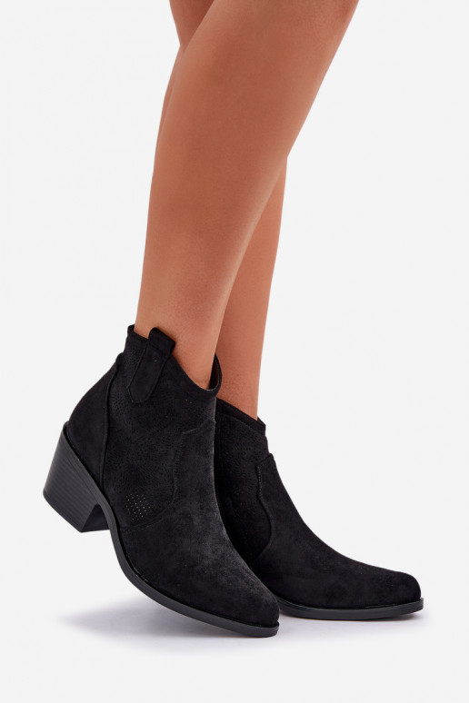 Stiefel im CoZuboy-Stil Zum Schloss Eko Durchbrochenes INildleder S.Barski HY51-061 schZuarze Farbe