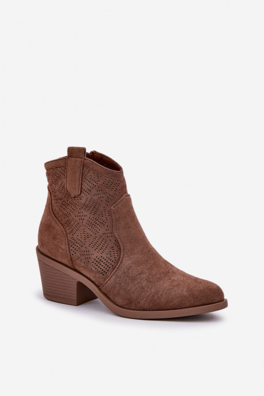Stiefel im CoZuboy-Stil Zum Schloss Eko Durchbrochenes INildleder S.Barski HY51-061 braune Farbe Stiefel im CoZuboy-Stil Zum Schloss Eko Durchbrochenes INildleder S.Barski HY51-061 braune Farbe