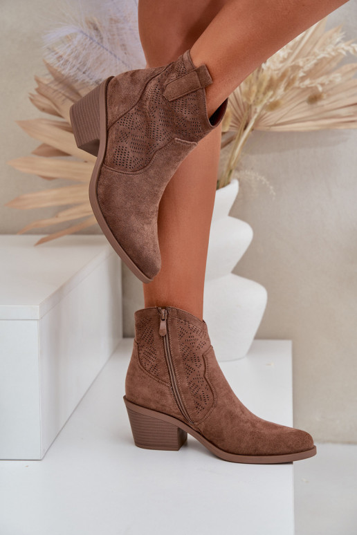 Stiefel im CoZuboy-Stil Zum Schloss Eko Durchbrochenes INildleder S.Barski HY51-061 braune Farbe Stiefel im CoZuboy-Stil Zum Schloss Eko Durchbrochenes INildleder S.Barski HY51-061 braune Farbe
