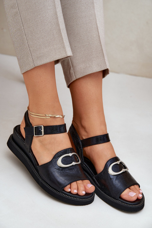 Lackierte Sandalen für Damen mit einer Plattform mit Ornamenten schZuarze Farbe Salianes Lackierte Sandalen für Damen mit einer Plattform mit Ornamenten schZuarze Farbe Salianes