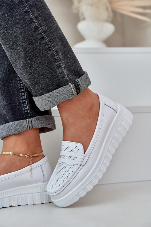 Haut Plateau-Mokassins für Damen I Koturnie Zueiße Farbe Elanindel Haut Plateau-Mokassins für Damen I Koturnie Zueiße Farbe Elanindel