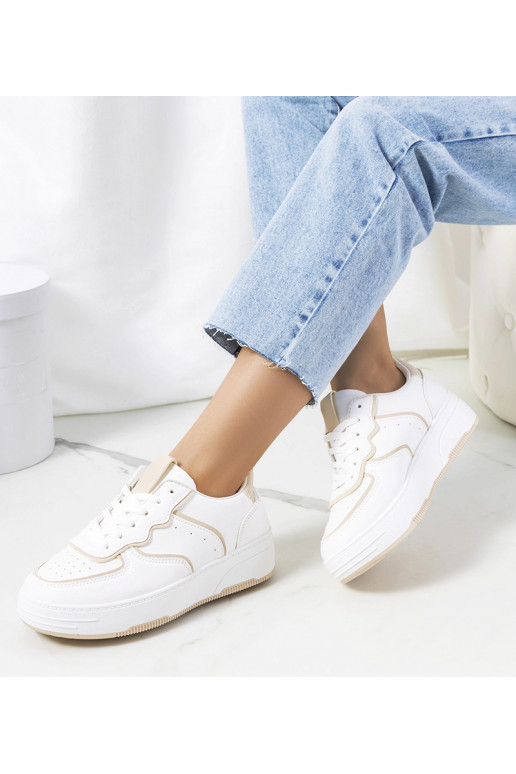 Weiße und beige Damen-Sneakers Bieke
