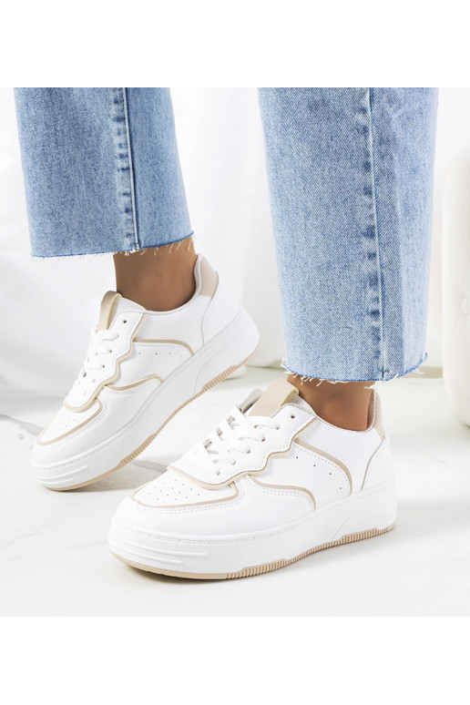 Weiße und beige Damen-Sneakers Bieke