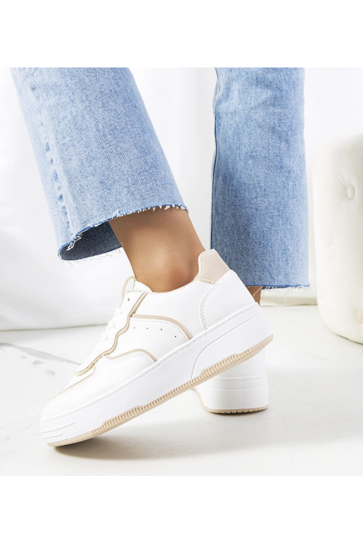 Weiße und beige Damen-Sneakers Bieke